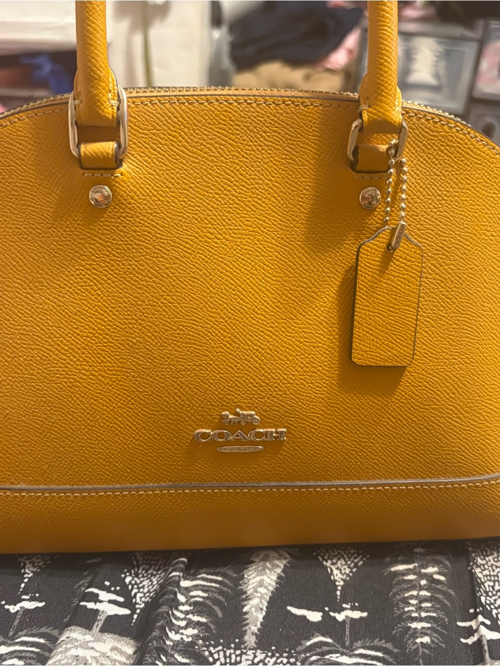 Coach Yellow Leather Dome Satchel with Signature Tag